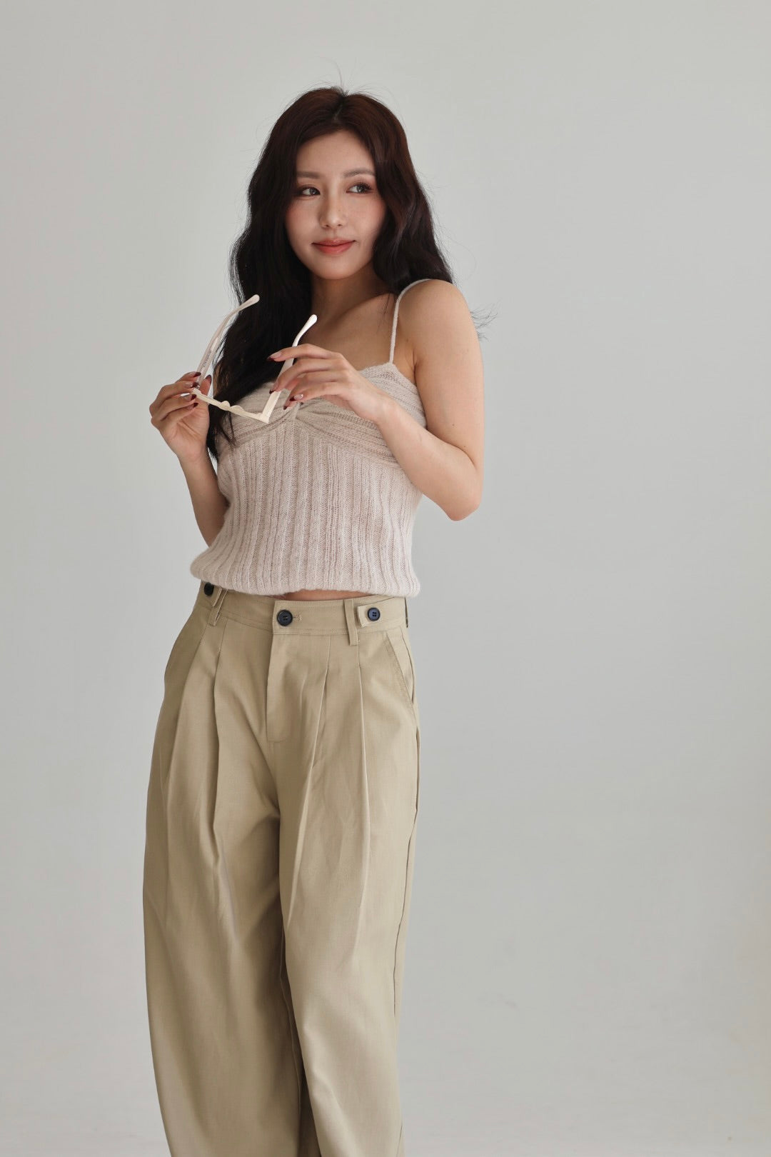 午後羊毛鬆織背心-米白