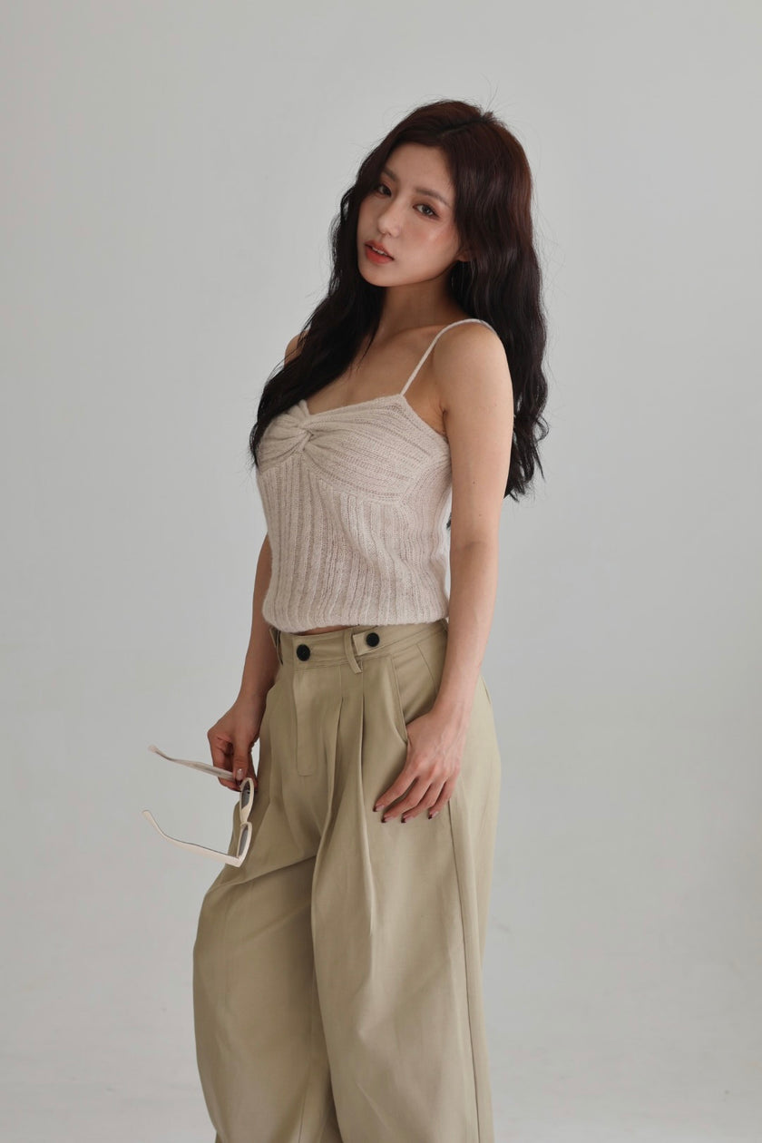 午後羊毛鬆織背心-米白