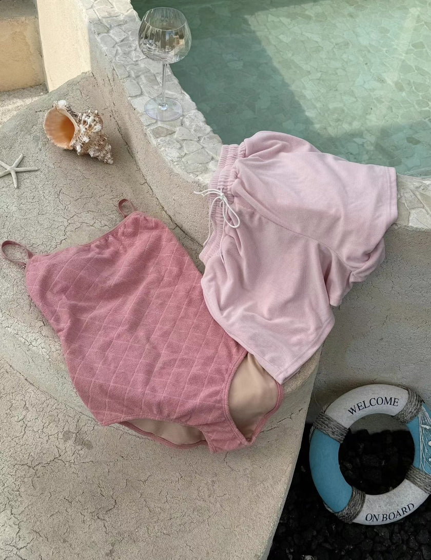 小香風毛巾布連體泳衣