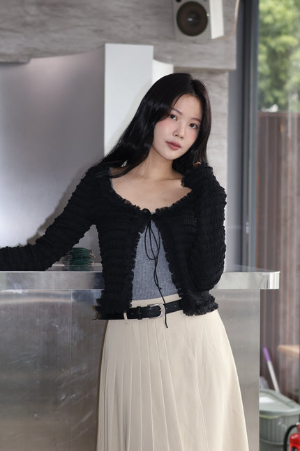 奶油層次雪紡小罩衫-黑