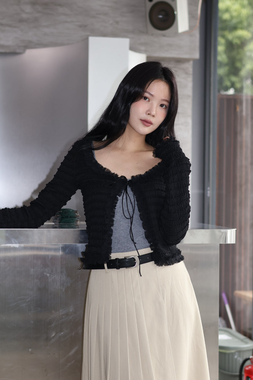 奶油層次雪紡小罩衫-黑