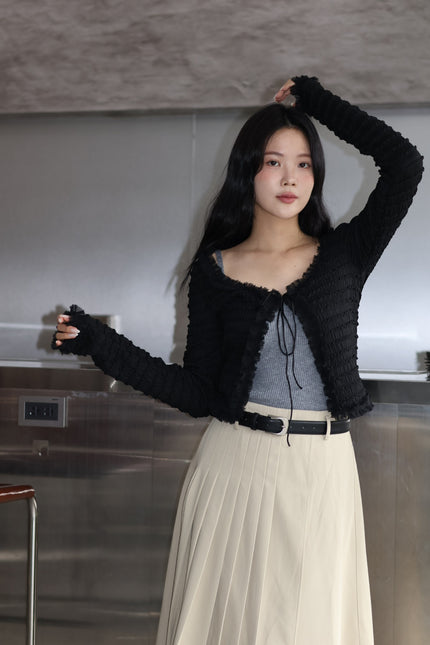 奶油層次雪紡小罩衫-黑