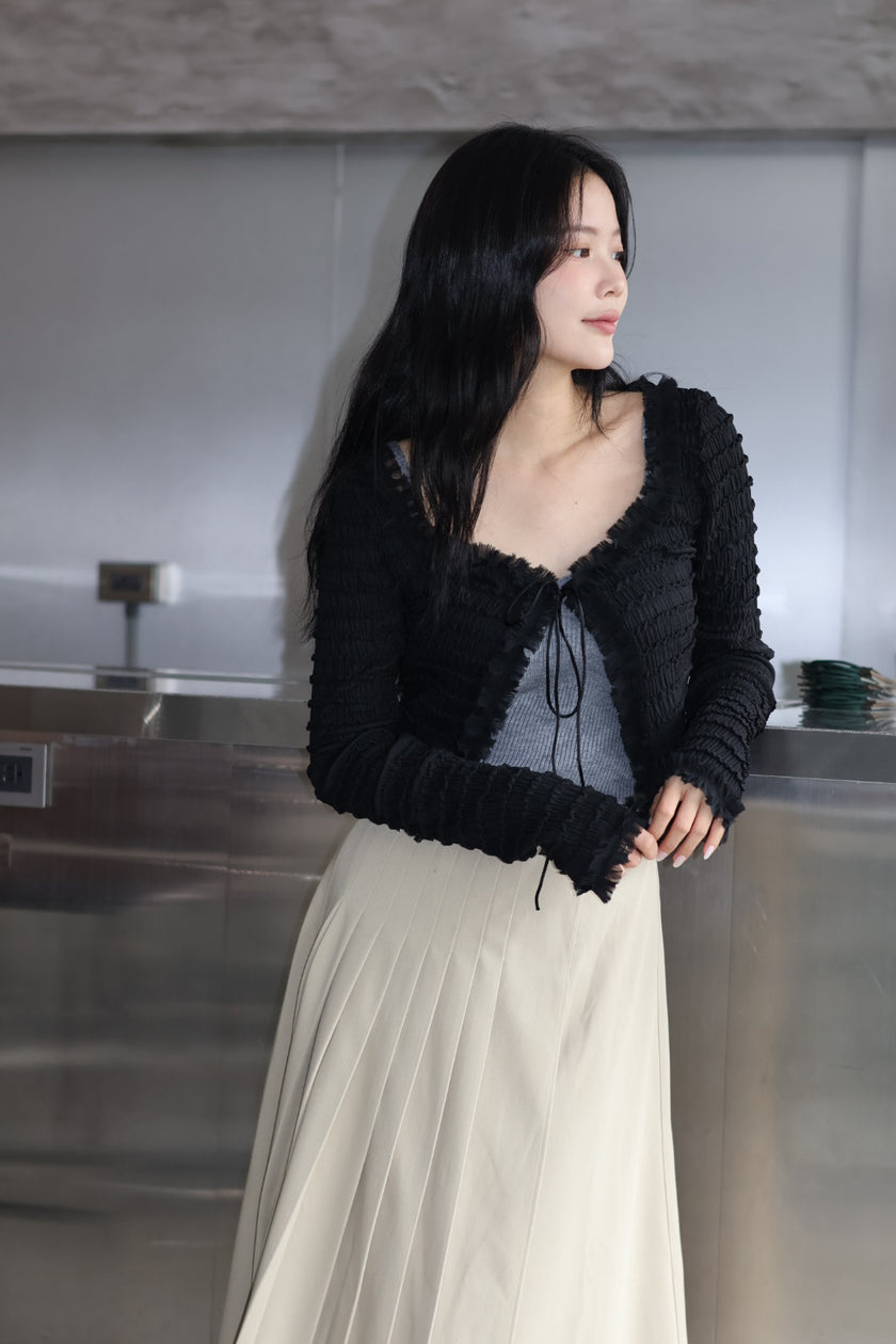 奶油層次雪紡小罩衫-黑