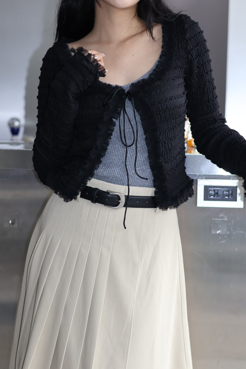 奶油層次雪紡小罩衫-黑