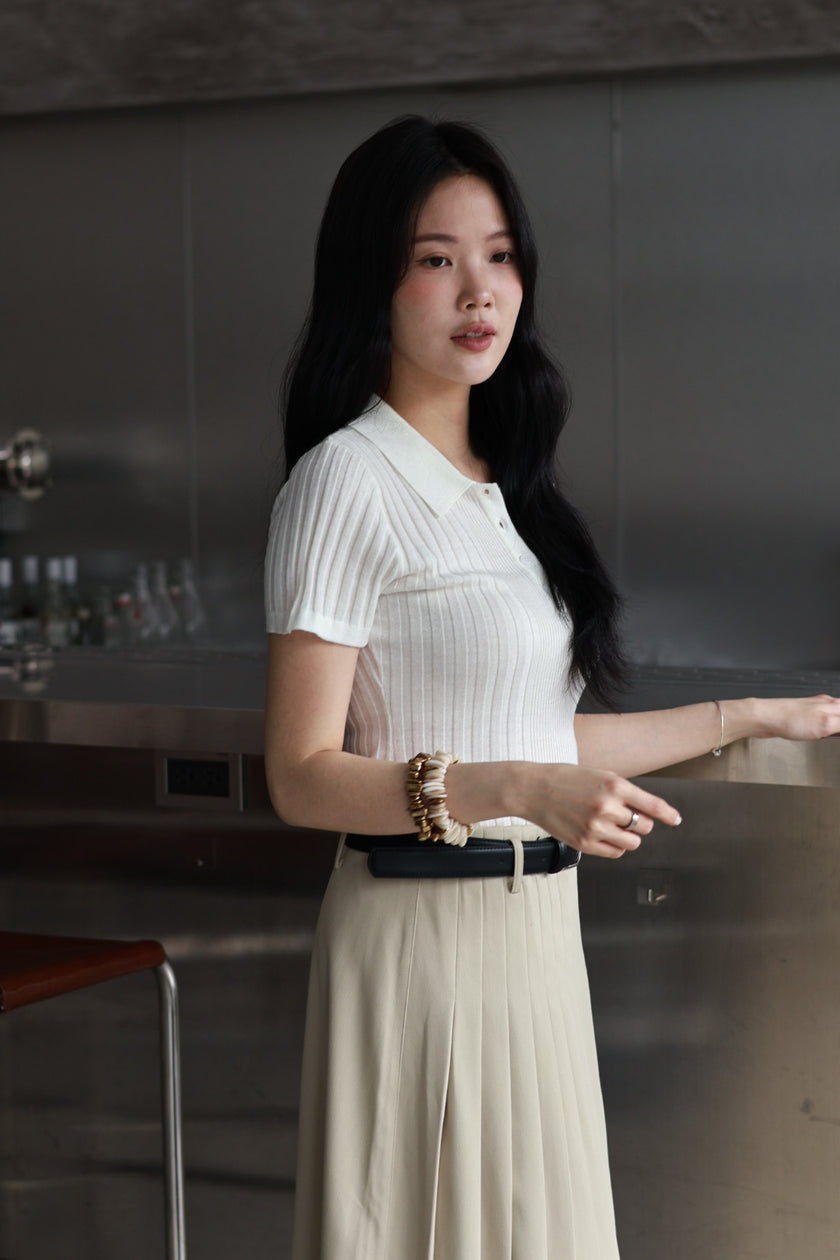 微風polo針織衫-白