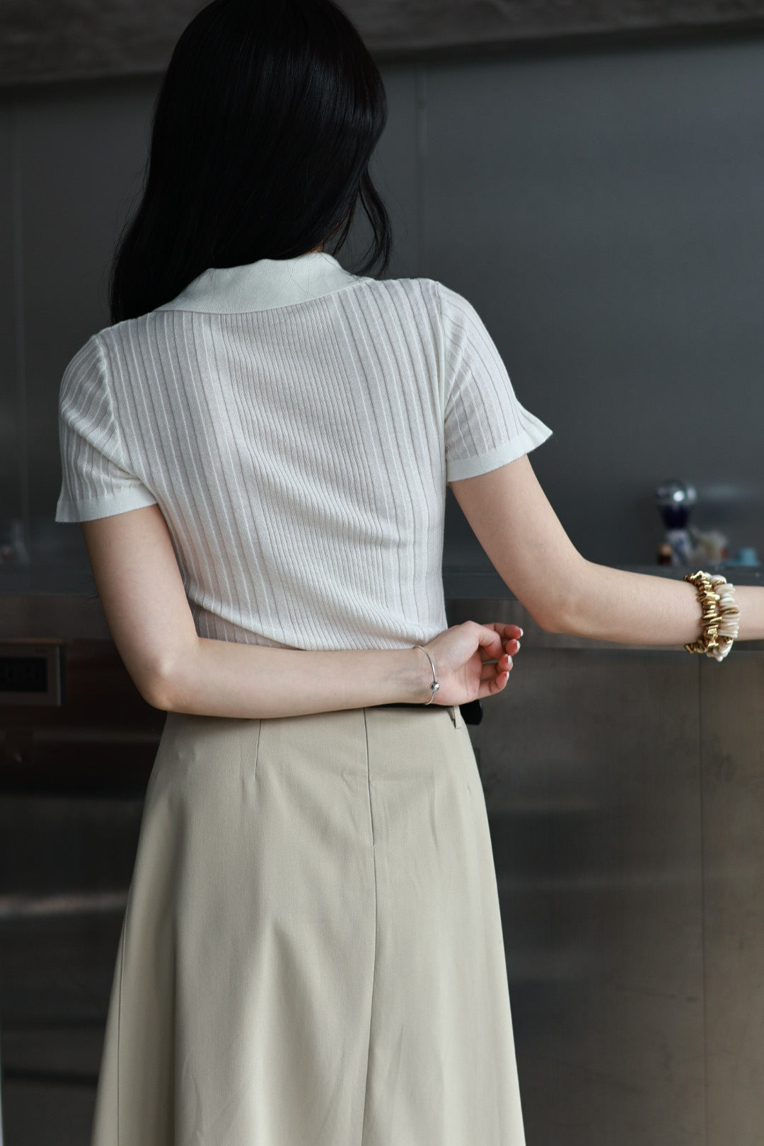 微風polo針織衫-白