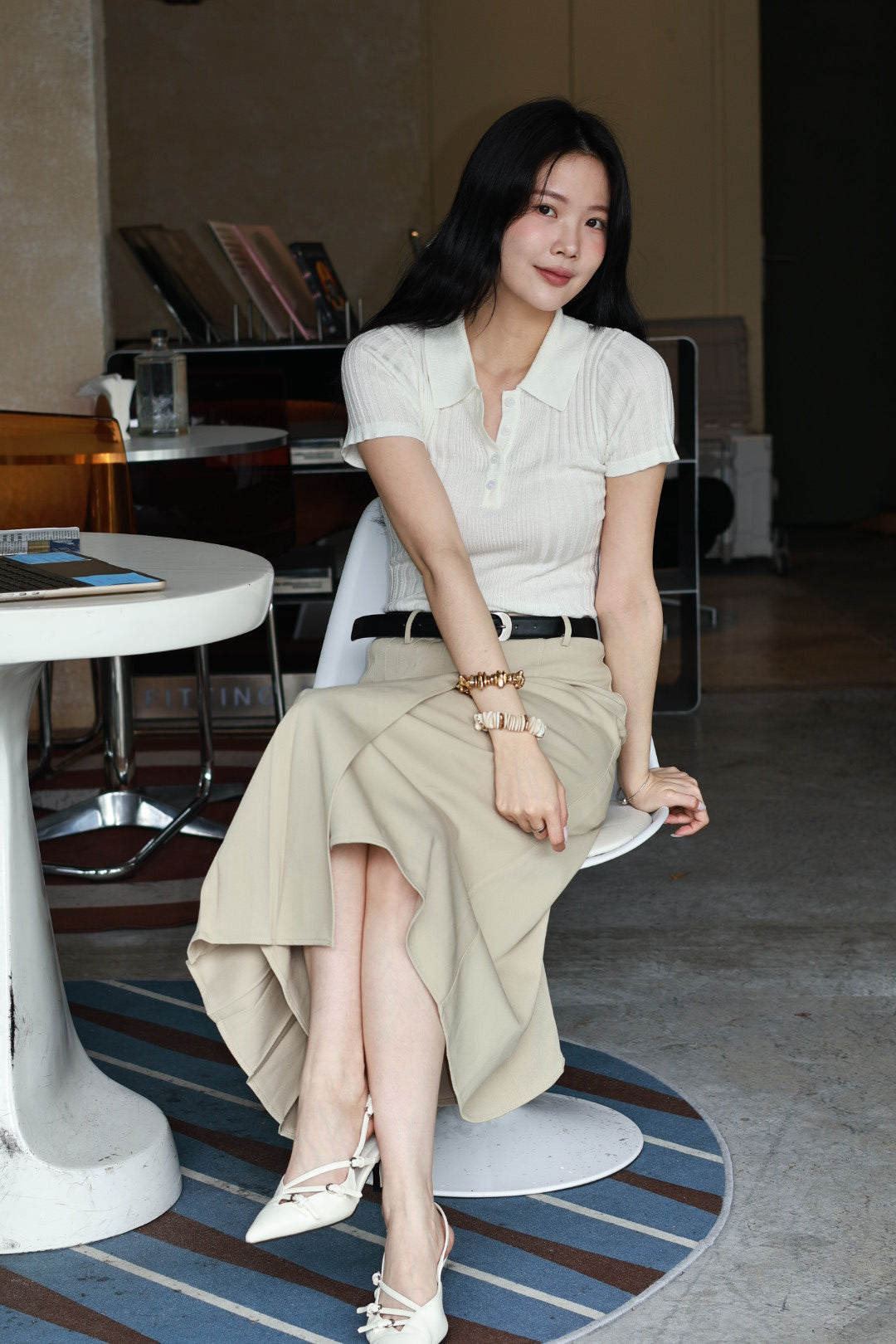 微風polo針織衫-白