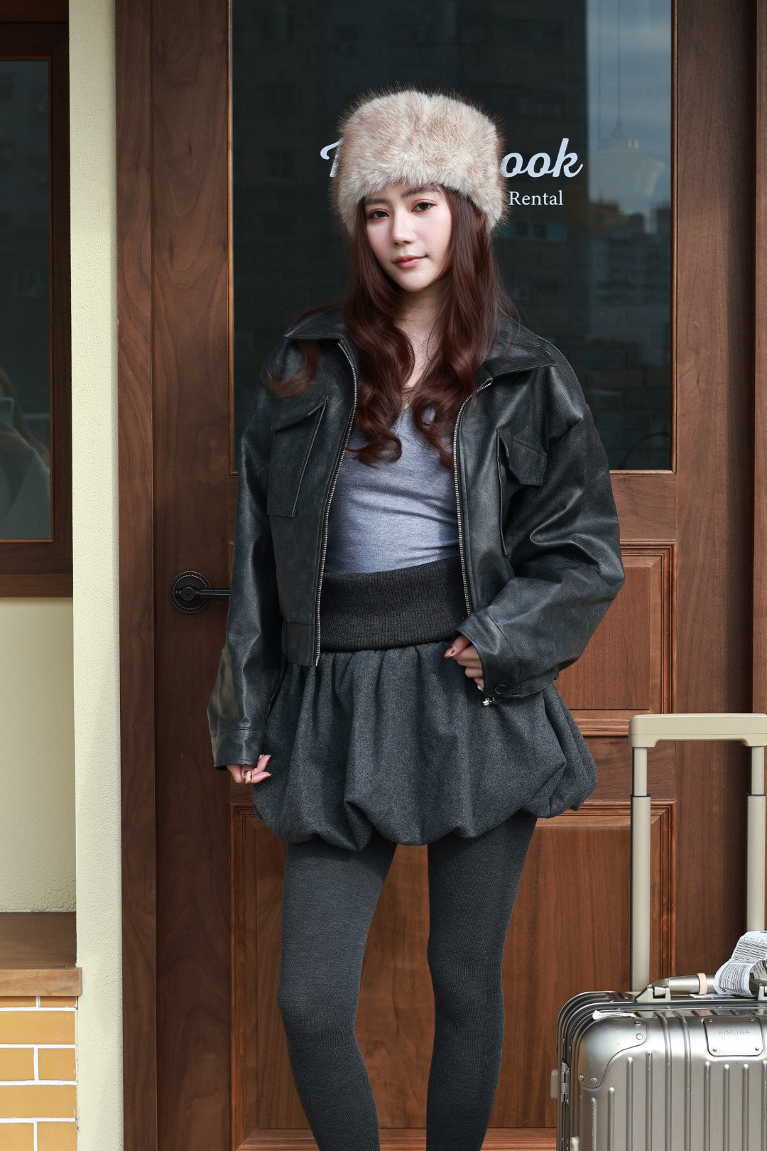 水洗復古皮外套-水洗黑