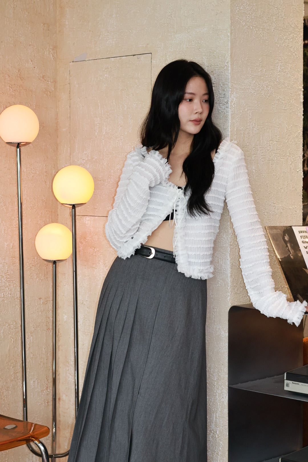 奶油層次雪紡小罩衫-白