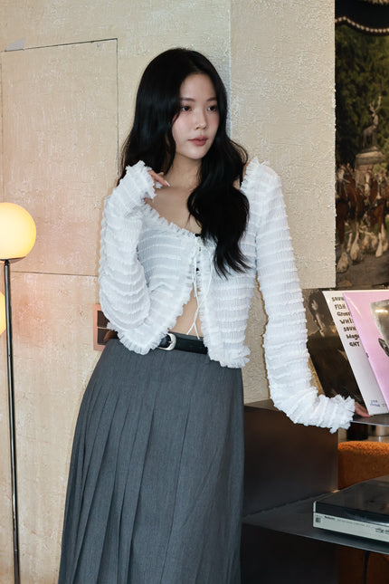 奶油層次雪紡小罩衫-白