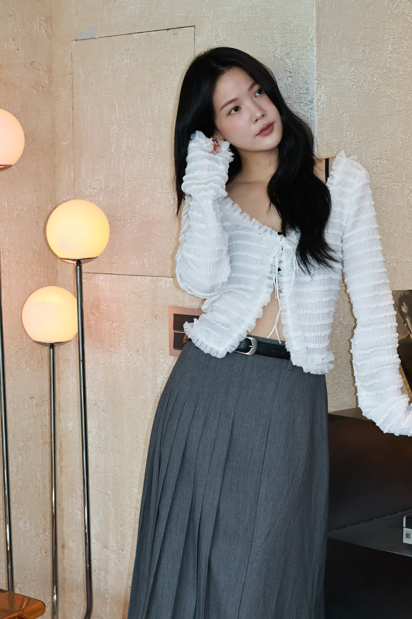 奶油層次雪紡小罩衫-白