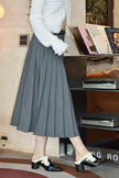 Miu感智性半百褶裙(附皮帶)-灰