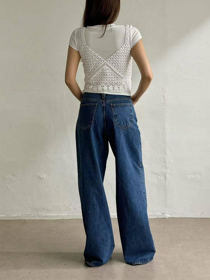 法式簍空雕花小吊帶-白