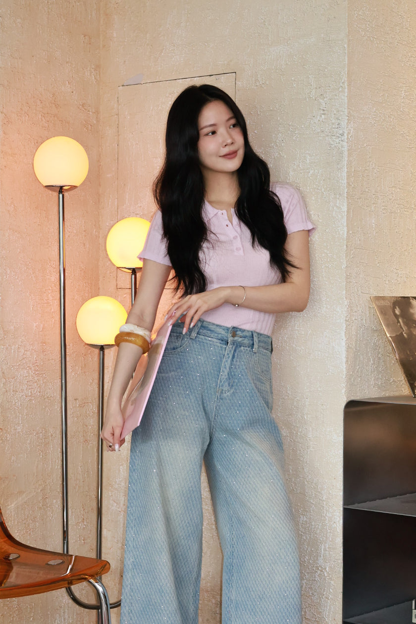 微風polo針織衫-粉