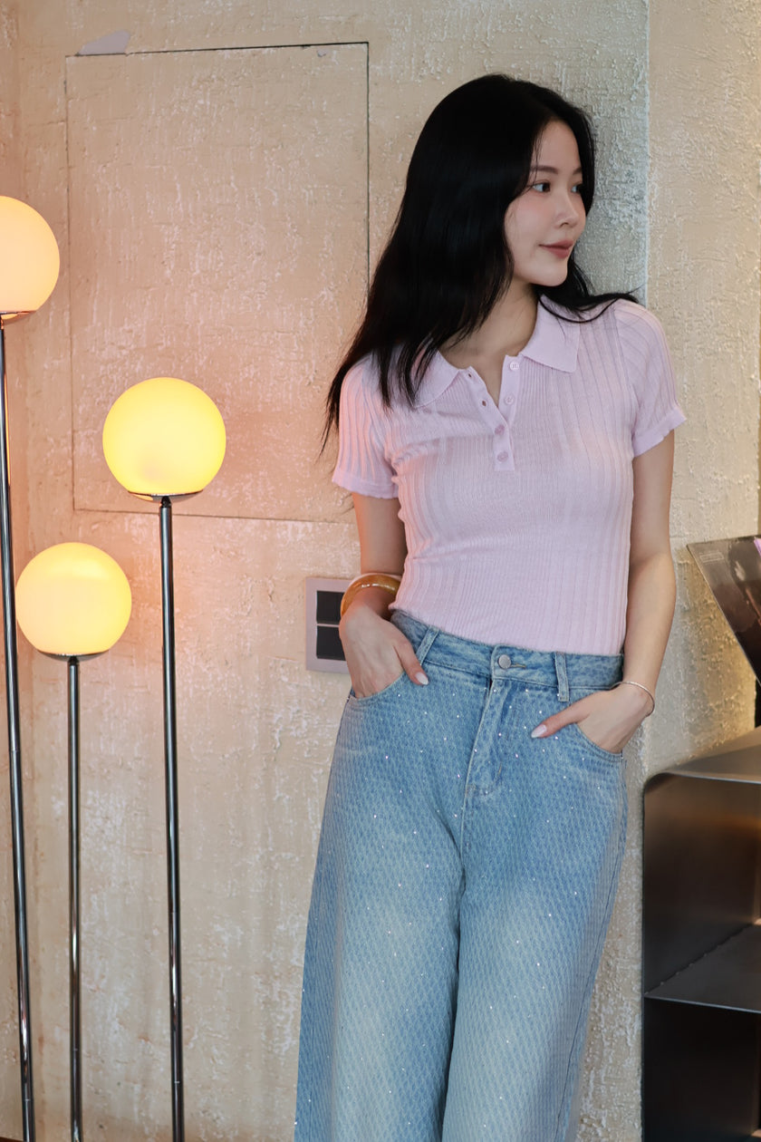 微風polo針織衫-粉