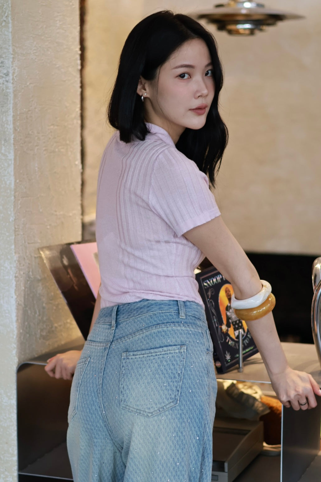 微風polo針織衫-粉