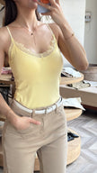 夏季蕾絲細肩bra top-淺黃