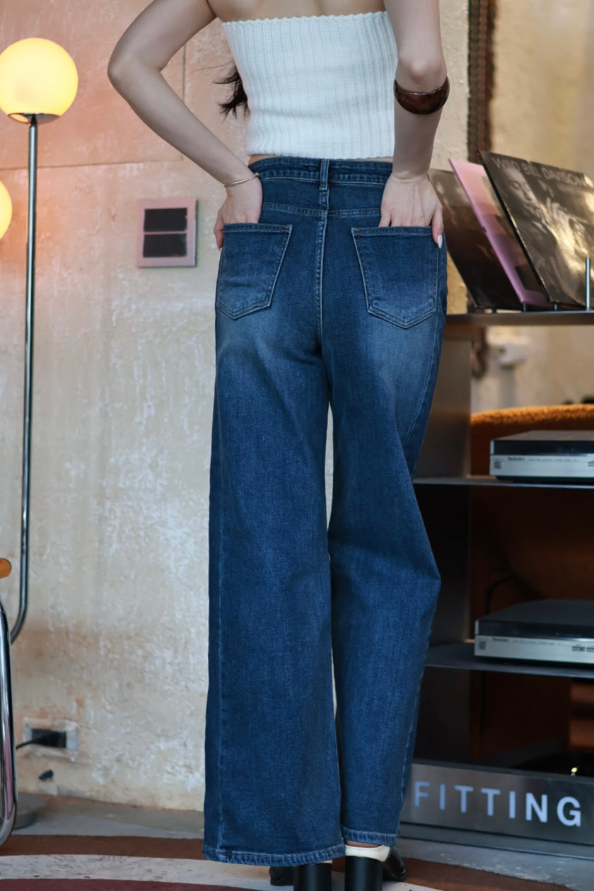 重磅挺版窄身牛仔褲-牛仔藍