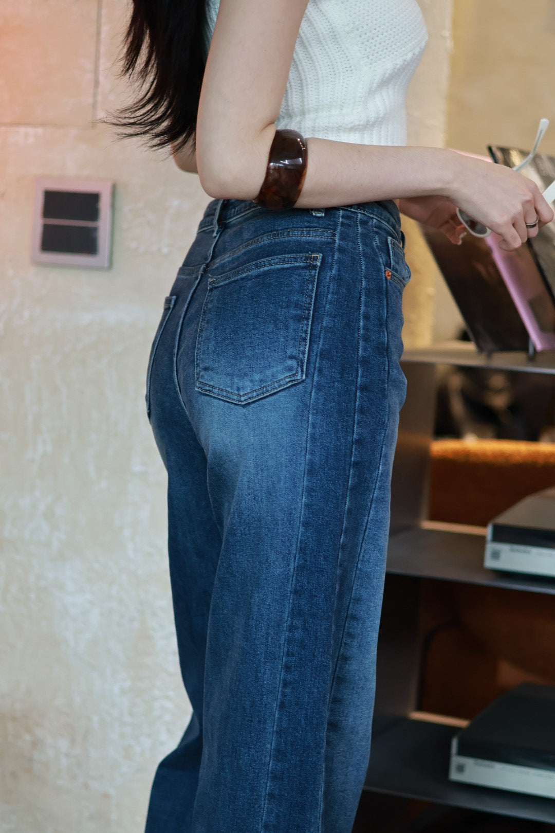 重磅挺版窄身牛仔褲-牛仔藍