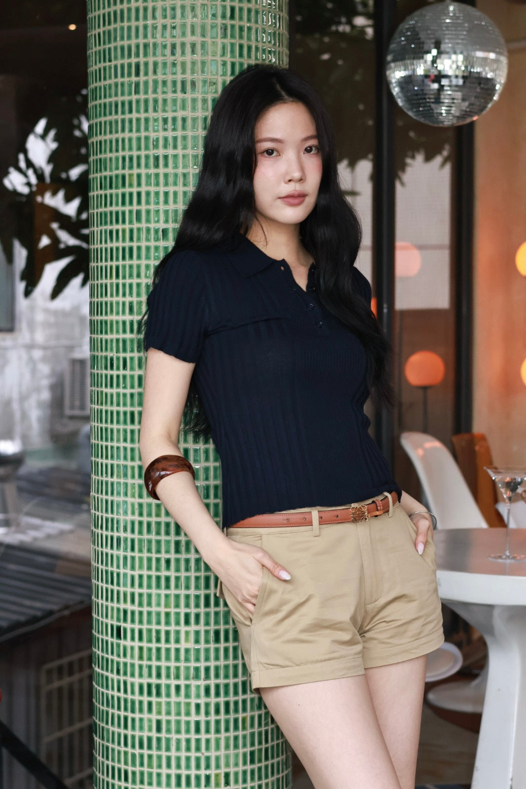 微風polo針織衫-藏藍