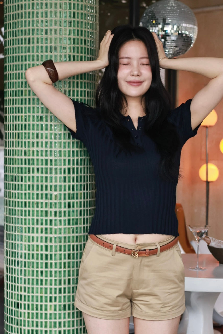 微風polo針織衫-藏藍