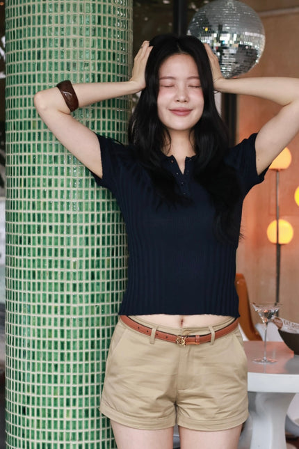 微風polo針織衫-藏藍