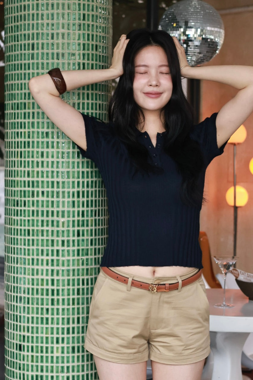 微風polo針織衫-藏藍