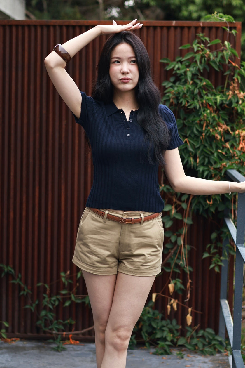 微風polo針織衫-藏藍