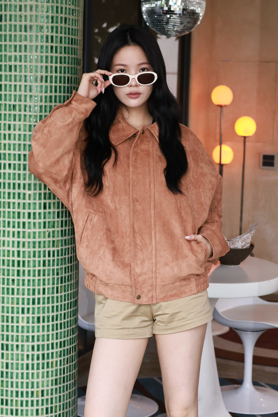 復古飛行麂皮外套-棕