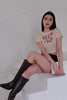 3D Letter Crochet Knit Top-Apricot
