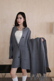 20% wool scarf cardigan set - misty gray