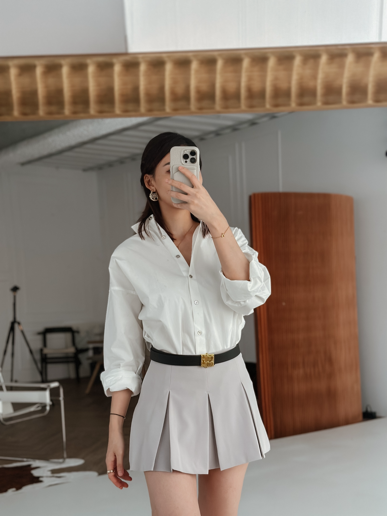 European and American bloggers' low-waist pleated pants skirt 