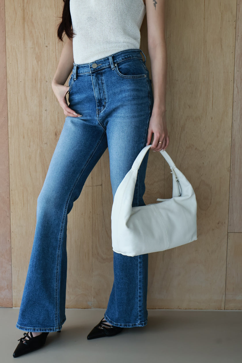 博主真皮肩提包-白