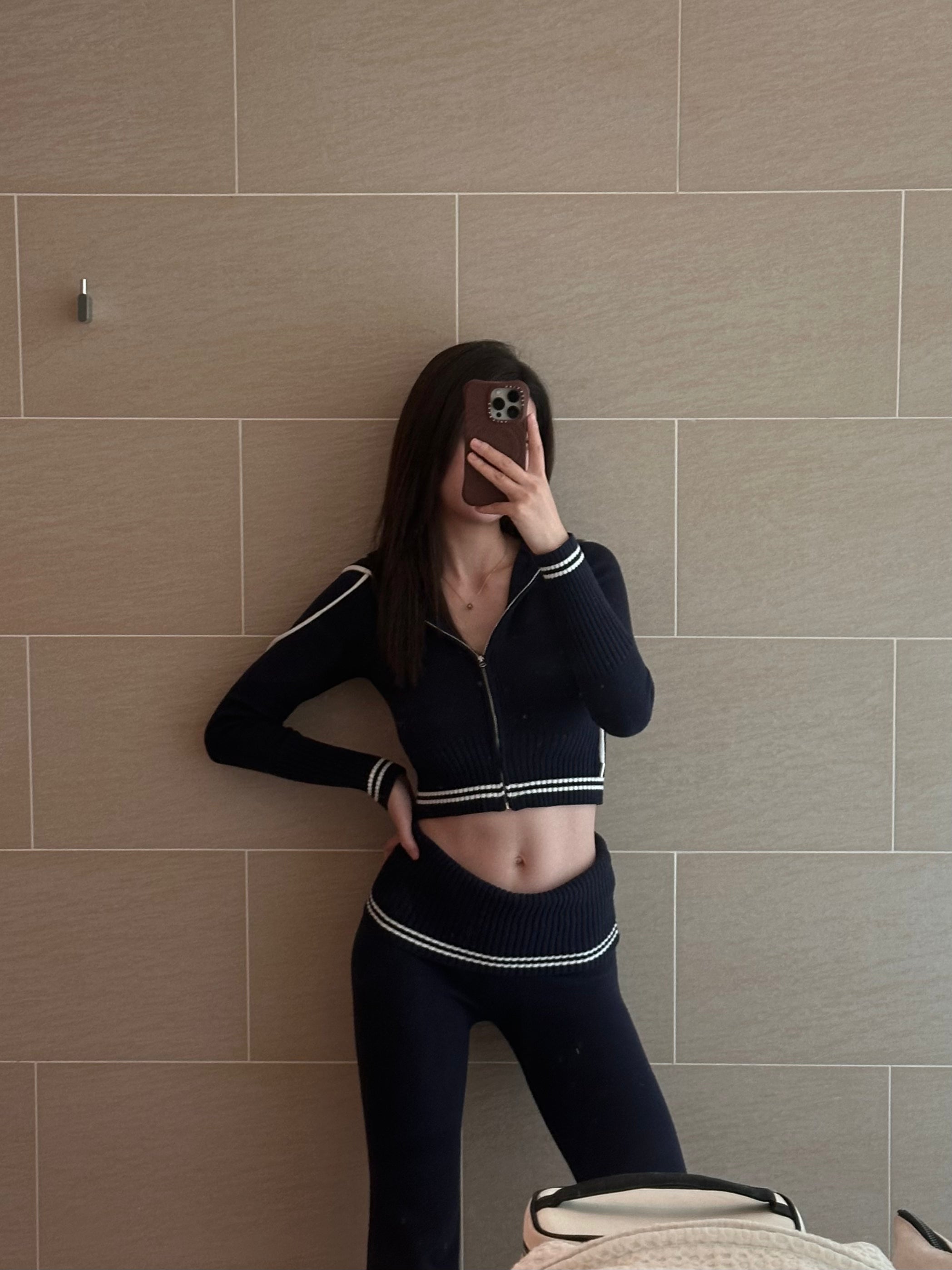 Blogger Contrast Tracksuit - Navy