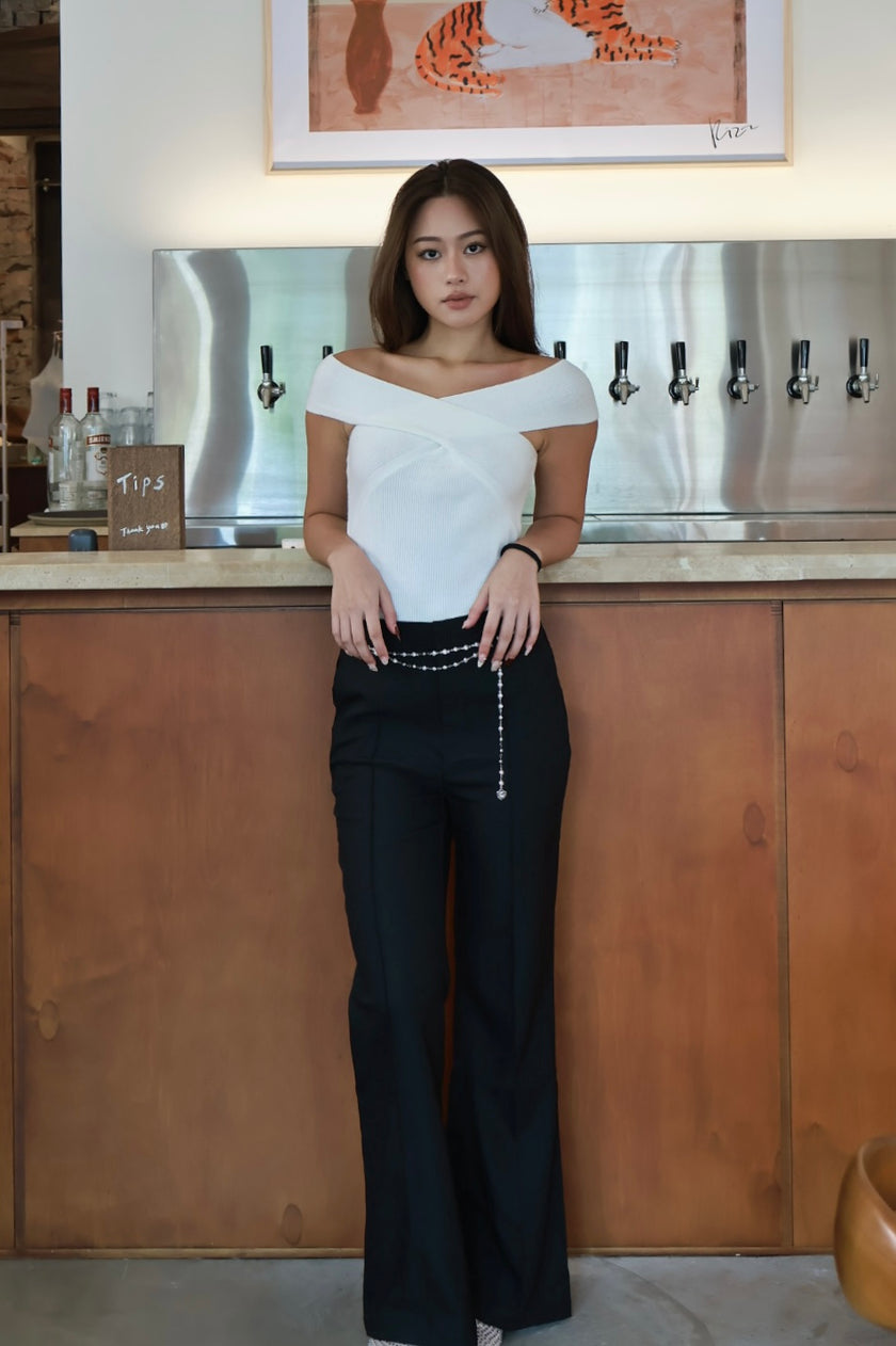 都市微喇叭西裝褲-黑