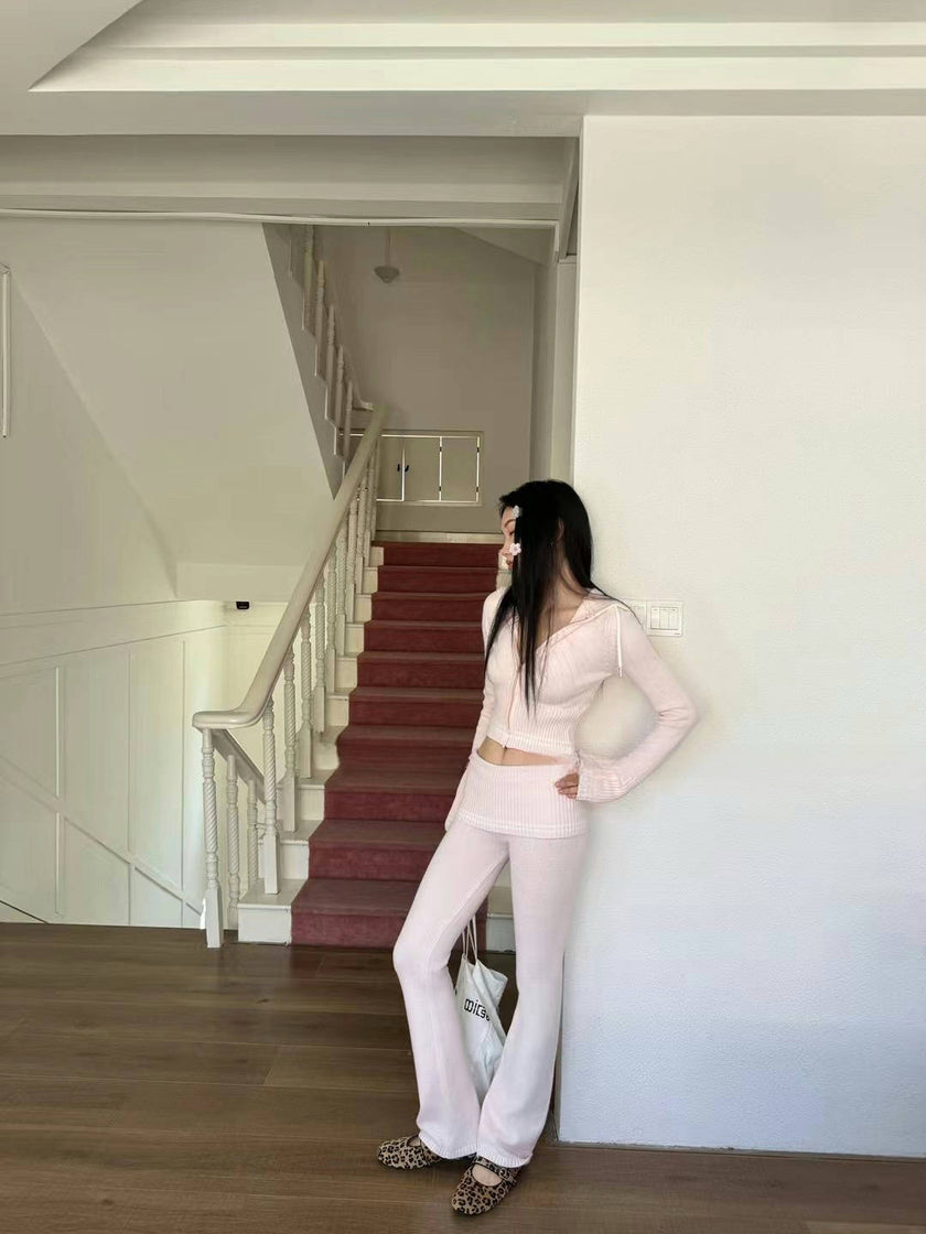 博主撞色運動套裝-櫻花粉