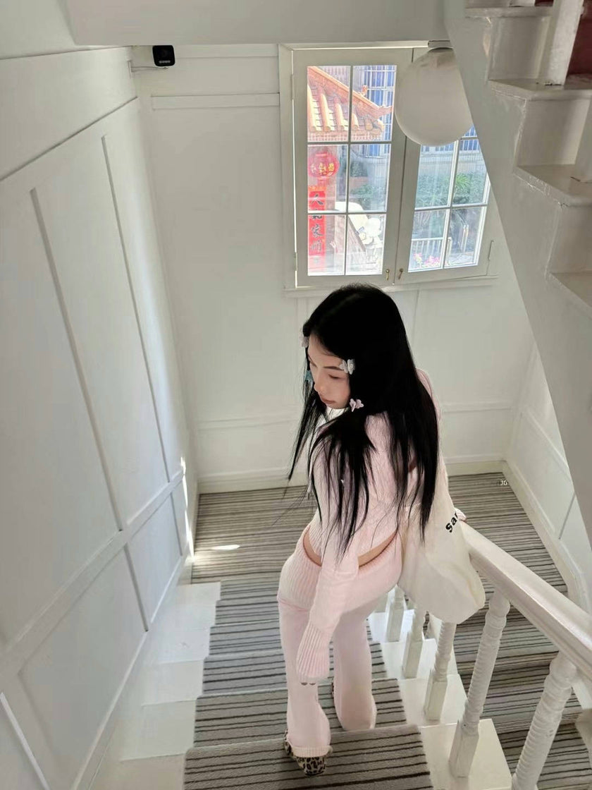 博主撞色運動套裝-櫻花粉