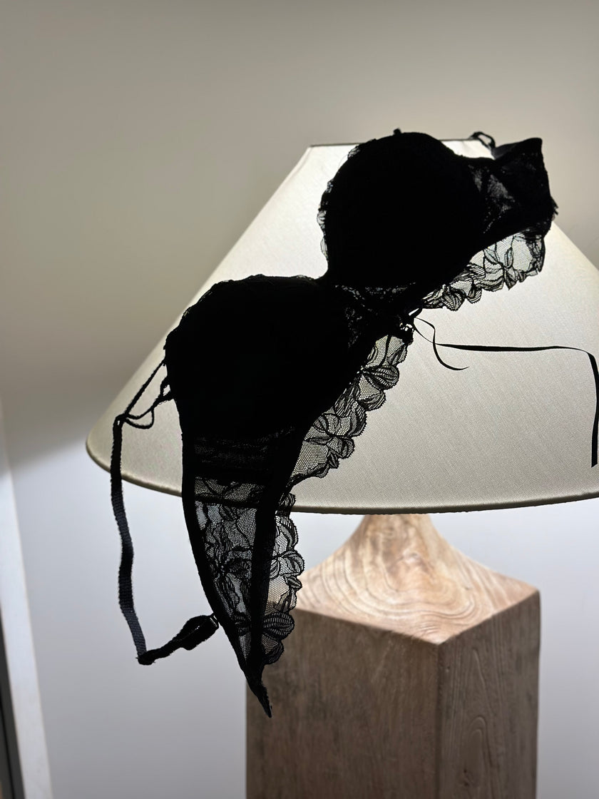 法式蕾絲聚攏內衣組 黑