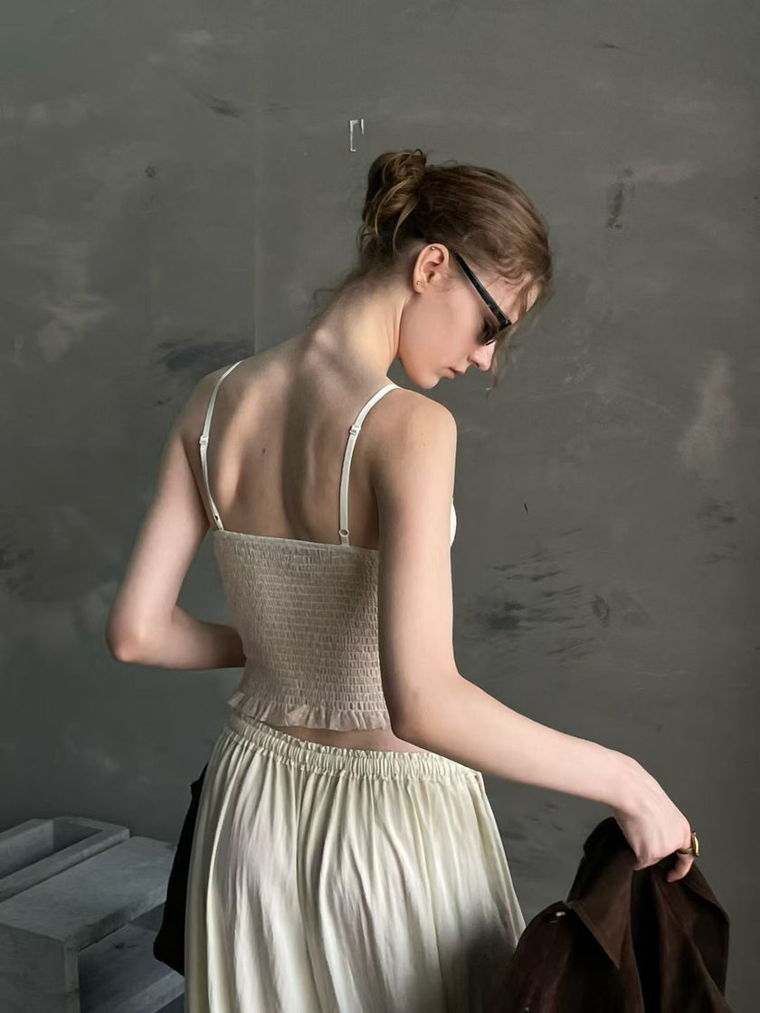 午夜波點蕾絲馬甲-白