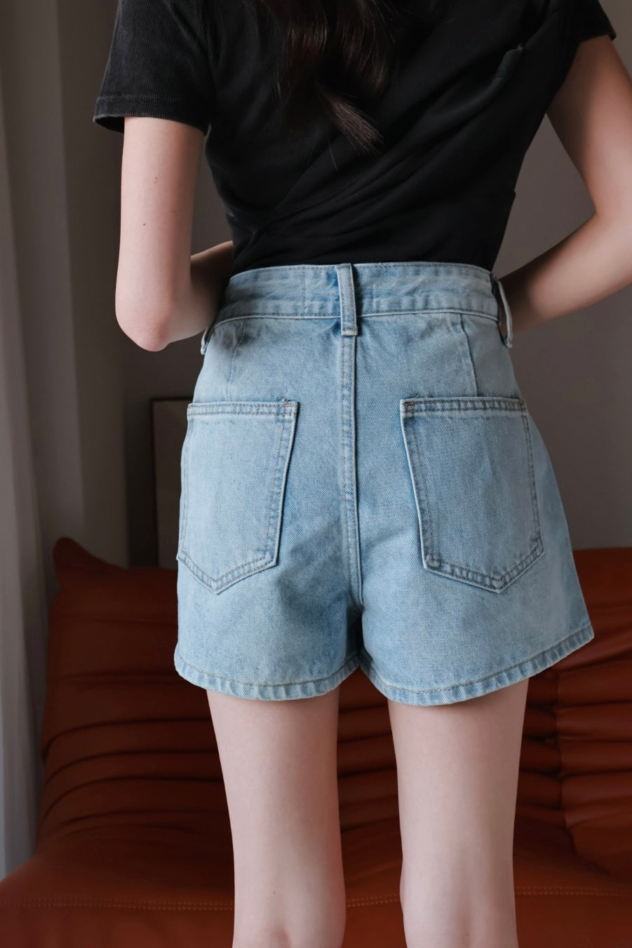 Vintage Brushed Denim Shorts - Blue