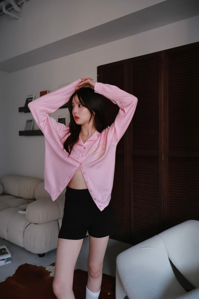 粗針織雙口袋短褲-黑