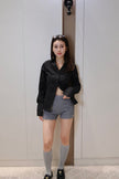 Gray waisted shirt - black