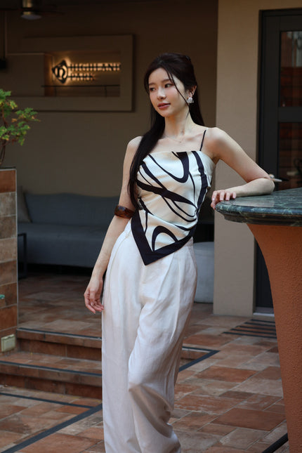 義式假期絲巾小吊帶-白