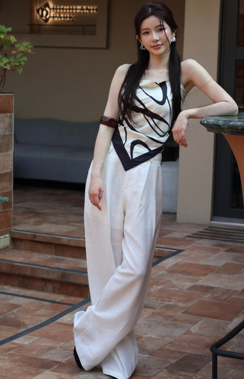 午後老錢棉麻長褲-白