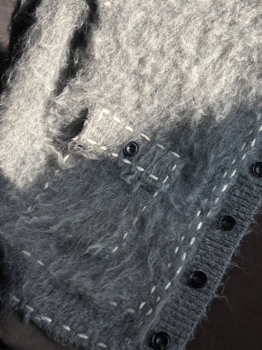 慵懶綿羊卷縫線針織外套-灰