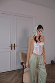 French Lace Herringbone Vest - White