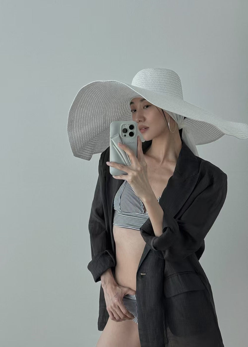 海島條紋比基尼-藏藍