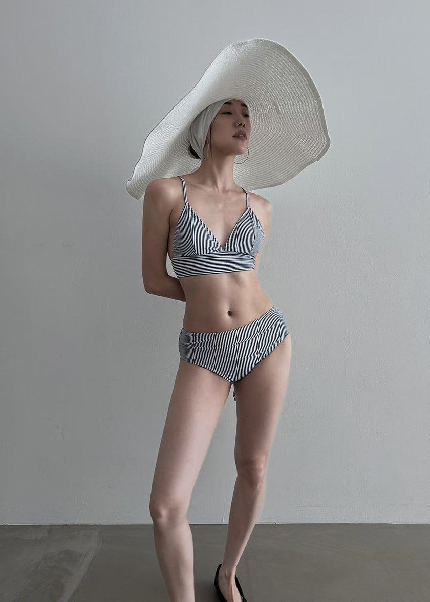 海島條紋比基尼-藏藍