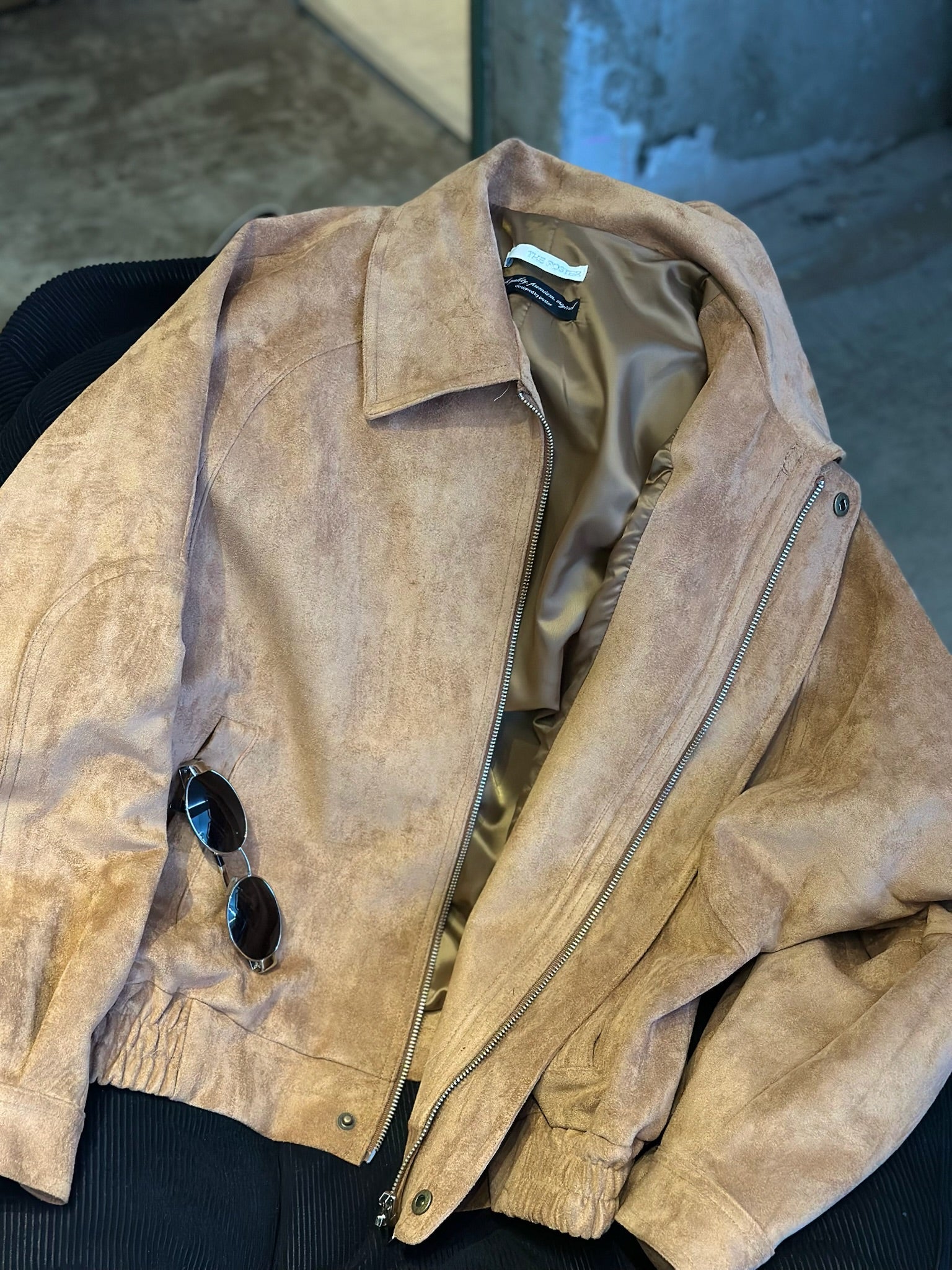 復古飛行麂皮外套-棕