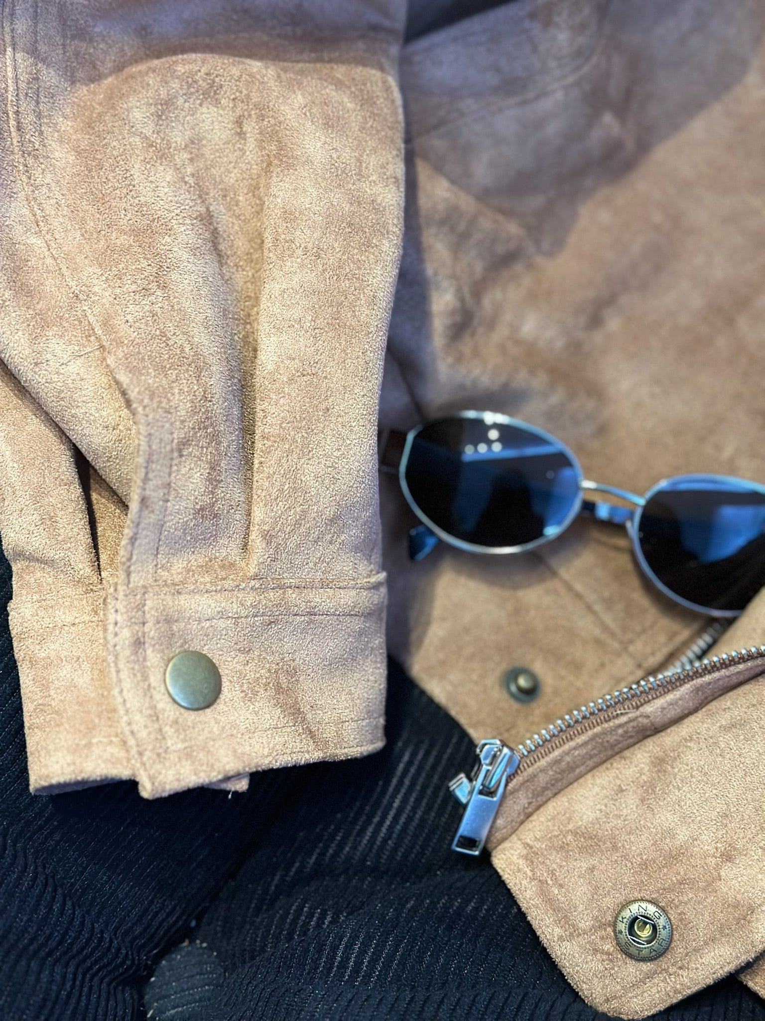 復古飛行麂皮外套-棕